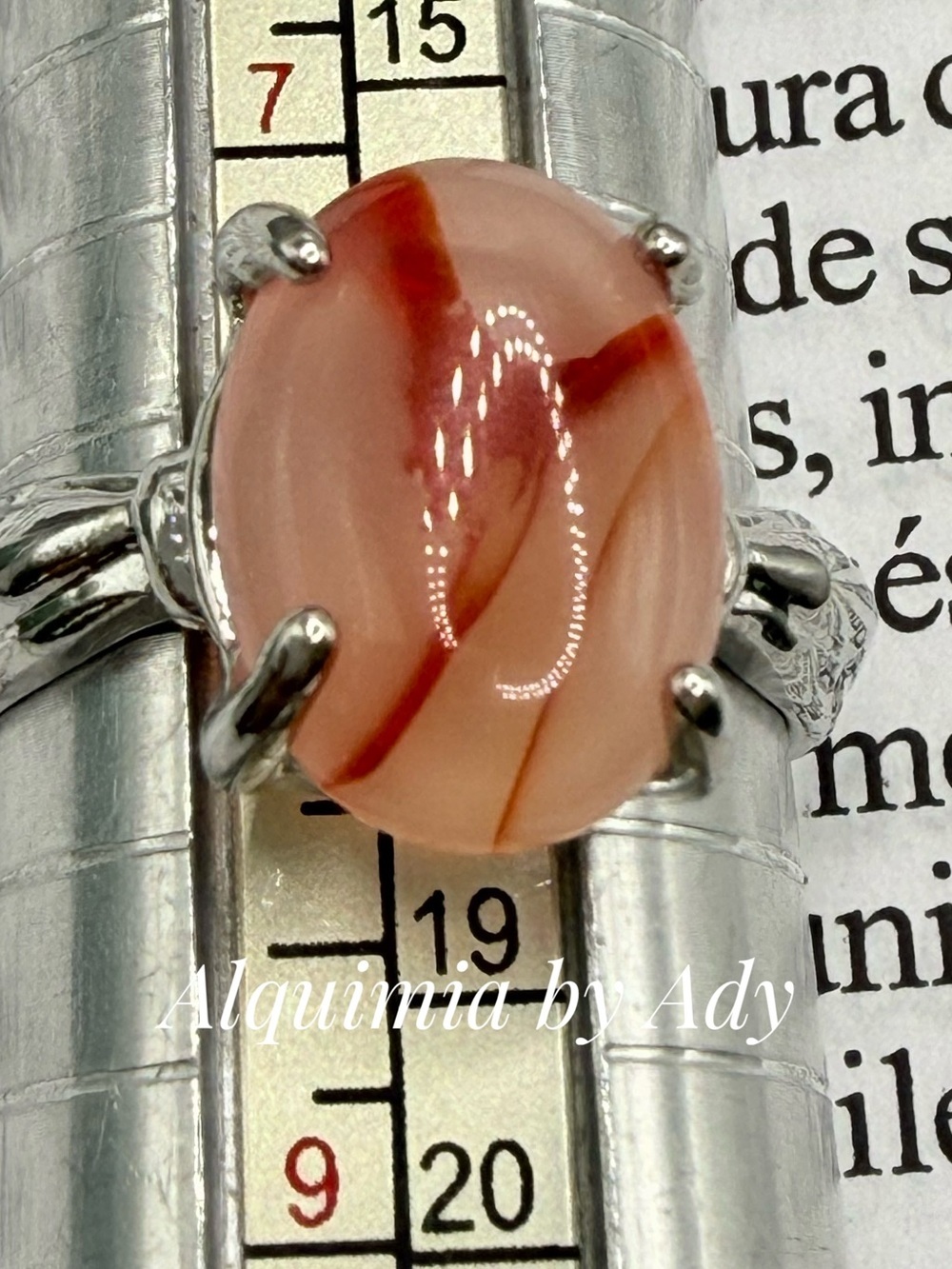 Peach-Orange Cabochon agate Ring